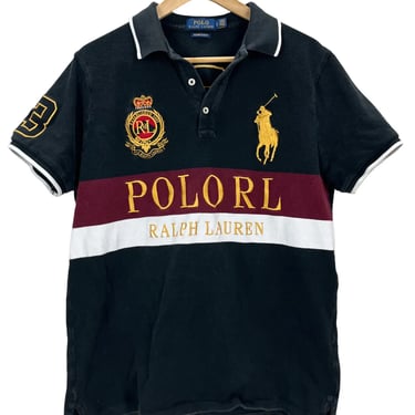 Polo Ralph Lauren Embroidered Big Pony Black Polo Shirt Slim Fit L Fits M