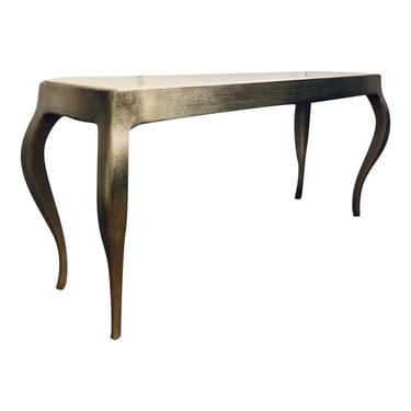 Modern Champagne Silver Foil and White Marble Console Table