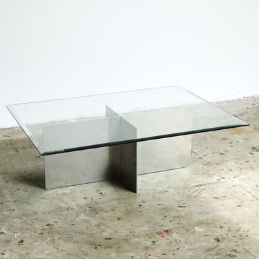Aluminum and Glass Coffee Table, Rectangular