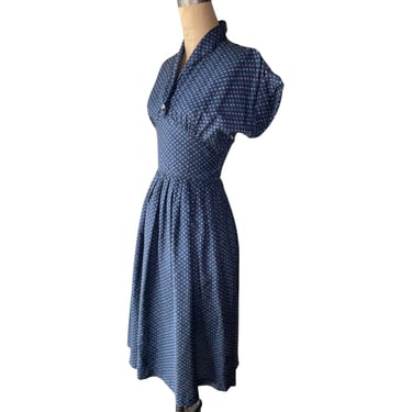 1940s navy blue floral dress 