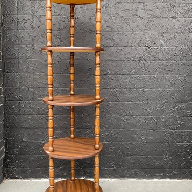 Tall Round Laminate & Wood 5 Tier Shelf