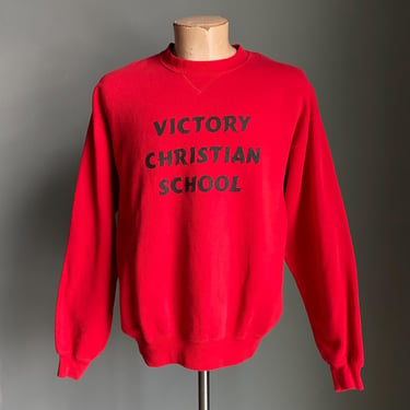 Vintage 1980s Red Pullover Sweatshirt / Vintage V Stitch Pullover Mr Fix It / Vintage Victory Christian School Sweatshirt / Vintage Soffe L 