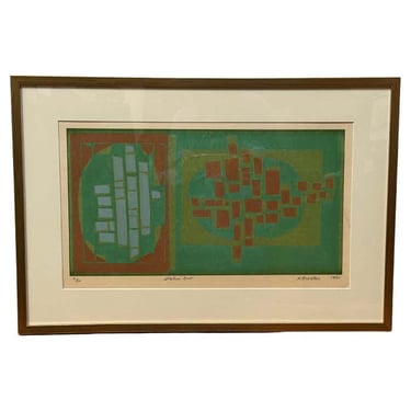 &quot;Status Quo&quot; Green Abstract Lithograph By Richard Proctor