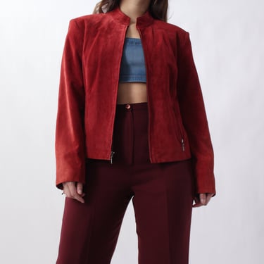 2000s Muted Red Suede Jacket