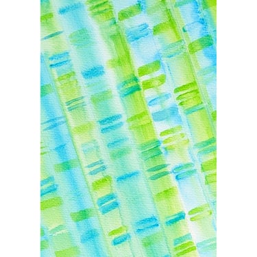 Green and Blue DNA Gel - Original Watercolor Painting- Genetics DNA art 