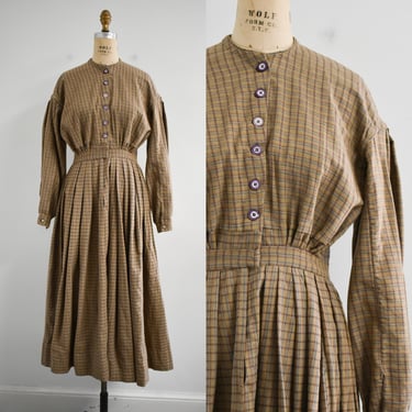 1990s-does-1800s Style Brown Flannel Dress 