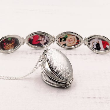 Personalized Silver Locket, Locket with Four Photos, Modern Heirloom, Family Necklace, New Mom Gift, Family Jewelry 