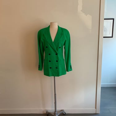 Escada Margaretha Ley bright green linen vintage blazer.  Size S (34) 