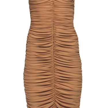Norma Kamali - Nude Ruched Strapless Bodycon Dress Sz M