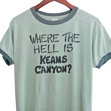 Arizona t shirt /  70s t shirt / ringer shirt / 1970s Arizona Keams Canyon green ringer hiking t shirt Small 