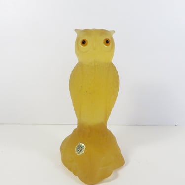 Vintage Westmoreland Amber Glass Owl - Amber Gold Glass Owl Figurine 
