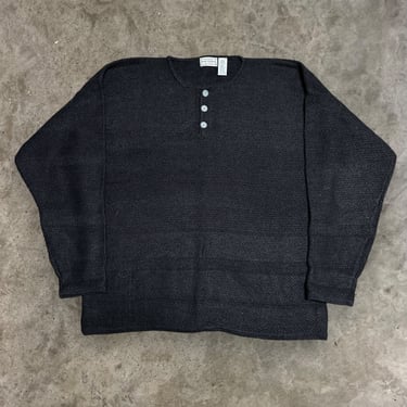 Vintage Early 2000’s Charcoal Grey Henley Sweater
