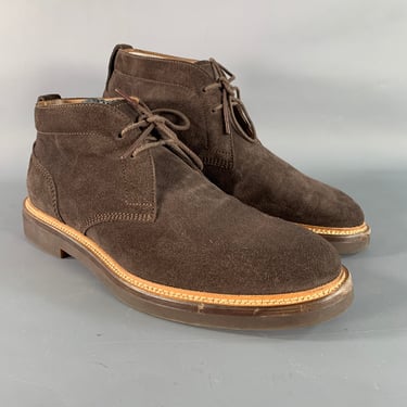 DUNHILL Size 11 Brown Suede Ankle Boots