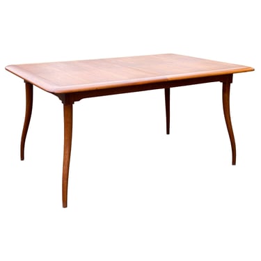 Elegant Vintage 1950's Mid Century Modern Walnut Dining Table with Two Leaves Possibly Italian 