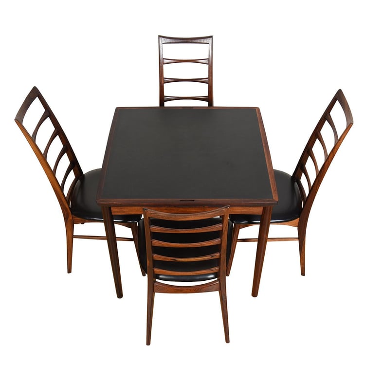 Square Danish Rosewood Compact Expanding Dining | Flip-Top Game Table