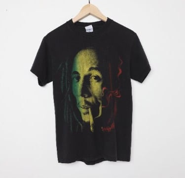 vintage BOB MARLEY t-shirt VINTAGE 90s black t-shirt tour music top Reggae legend -- size small 
