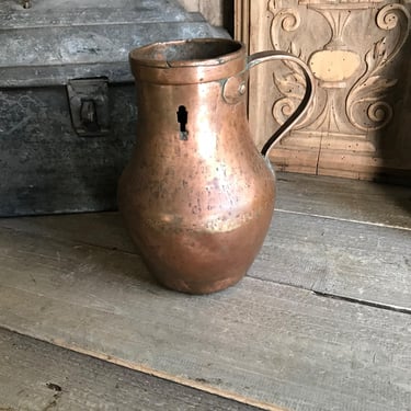 18th C Copper Pitcher Jug, Wine, Water, Artisan Hand Crafted, Dovetailed, Provencal, Provence, French Farmhouse, JK 