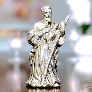 VINTAGE: Silver Ceramic Joseph Nativity Figure - Mother of Jesus - Our Lady of Grace - Nativity Replacement - SKU 15-C2-00040130 