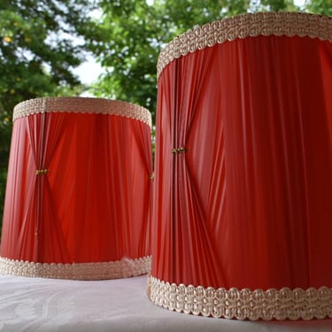 Funky Red Vintage 1950s or 1960s Lampshades Free Shipping 
