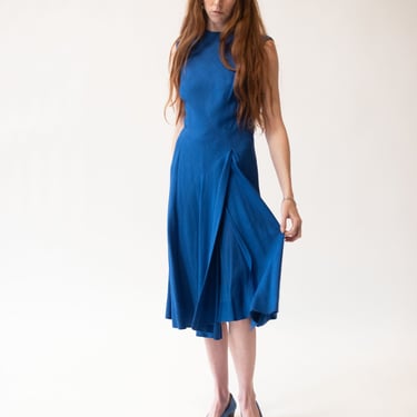 1960s Cobalt Blue Linen Dress | Pauline Trigere 