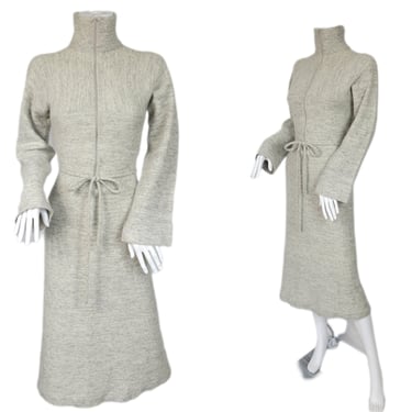 1980's Heather Grey Angora Lambswool Belted Sweater Dress I Sz Med I Stanley Sherman 