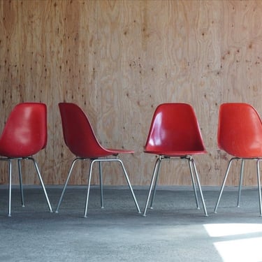HOLD FOR L Eames Crimson Red Shell Chair by Herman Miller (Set 6) 