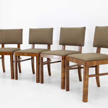 1930s Set of Four Restored Art Deco Dininng Chairs, Czechoslovakia / Mid-century / Gray Colour / Vintage Chair / 