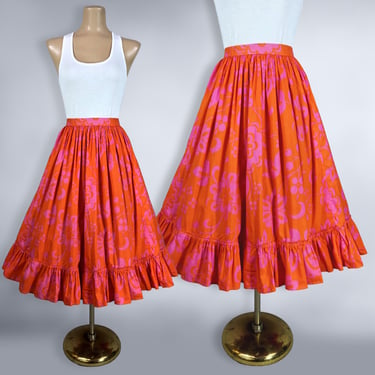 VINTAGE 50s 60s DayGlo Full Swing Skirt VHY Hawaiian Textiles 33