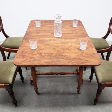 C Hindleys 134 Oxford St. London, Drop Leaf Victorian Walnut Dining Table