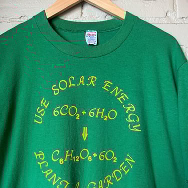 vintage 1980s Use Solar Energy T-shirt, Plant a Garden, Green 