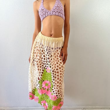 Vintage Netted Flower Mesh Skirt by VintageRosemond