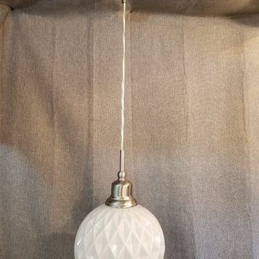 Contemporary Pendant Light with Waffle Shade