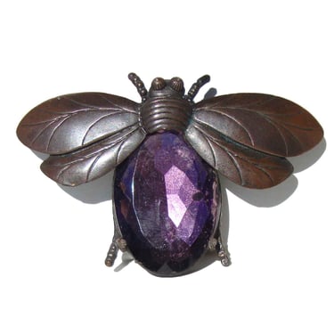Vintage Bug Brooch Garrison NYC 4 Inch Purple Insect Pin – Book Piece 