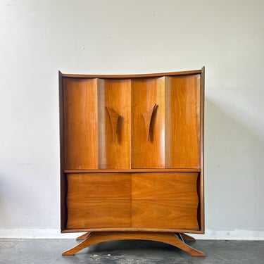 Mid Century Modern Walnut Vladimir Kagan Style Highboy Dresser 