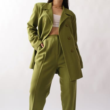 90s Spring Green Wool Pantsuit - W31