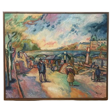 &quot;Les Quais De Conti&quot; Post Impressionist Oil on Canvas by Fauvist Pat. F. Wilson