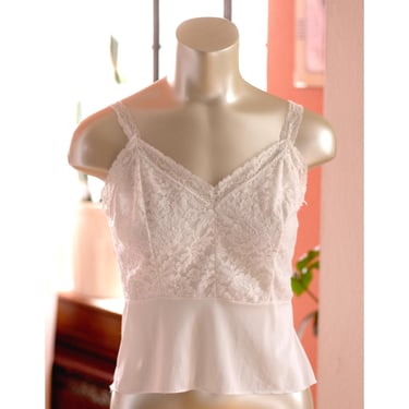 Vintage Lace Camisole - 1950s - Carol Brent - Vintage Lingerie - White, Lace, Bridal Lingerie 