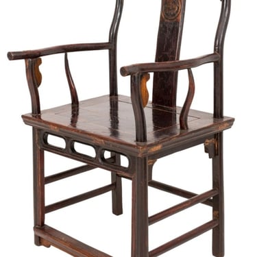 Chinese Hardwood Yoke-Back Arm Chair