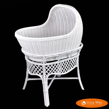 Rattan and Woven Rattan White Bassinet