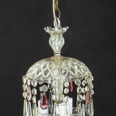 Georgian Style Cut Glass Three Light Bell Lantern