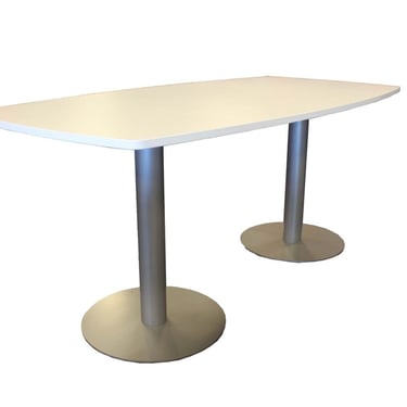 Contemporary Modern Arctic White Hi-Top Laminate Conference Boat Table 