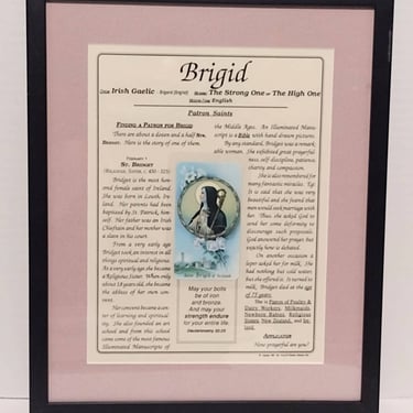 Framed Patron Saint Brigid of Ireland Catholic Holy Card Scripture Religious Print 12x14 