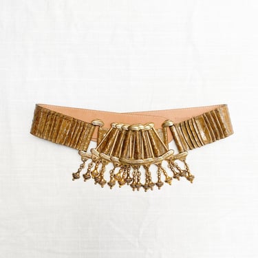1980s Streets Ahead Snake Embossed Belt with Gold Tassels 