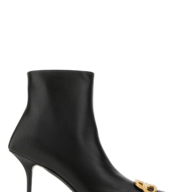 Balenciaga Woman Black Leather Square Knife Ankle Boots