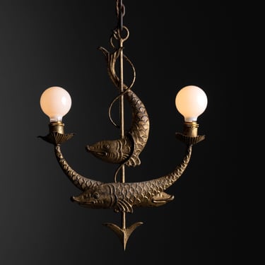 Fish Chandelier in Gilded Finish