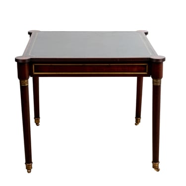 Regency Style Green Leather Top Game Table