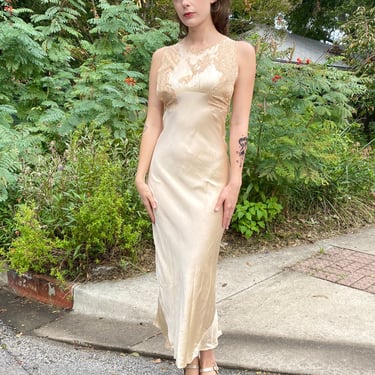 Champagne Kisses 1930's Embroidered Silk Gown