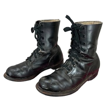 Vintage 1963 US Military Black Leather Combat Boots Sz 8 Army Marines