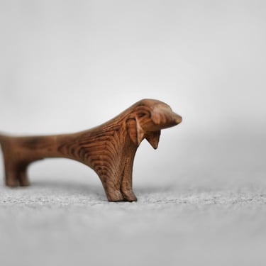 Vintage Mid-Century Danish Modern Wood Sculpture Dachshund Figurine, 1960s 