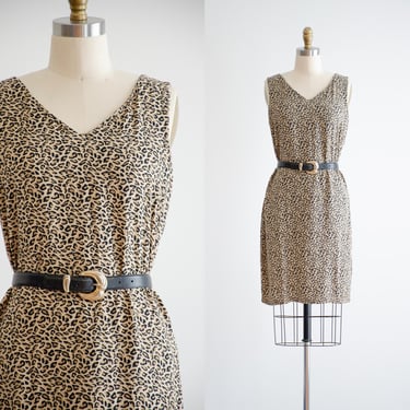 leopard print dress 90s vintage loose sleeveless mini dress 